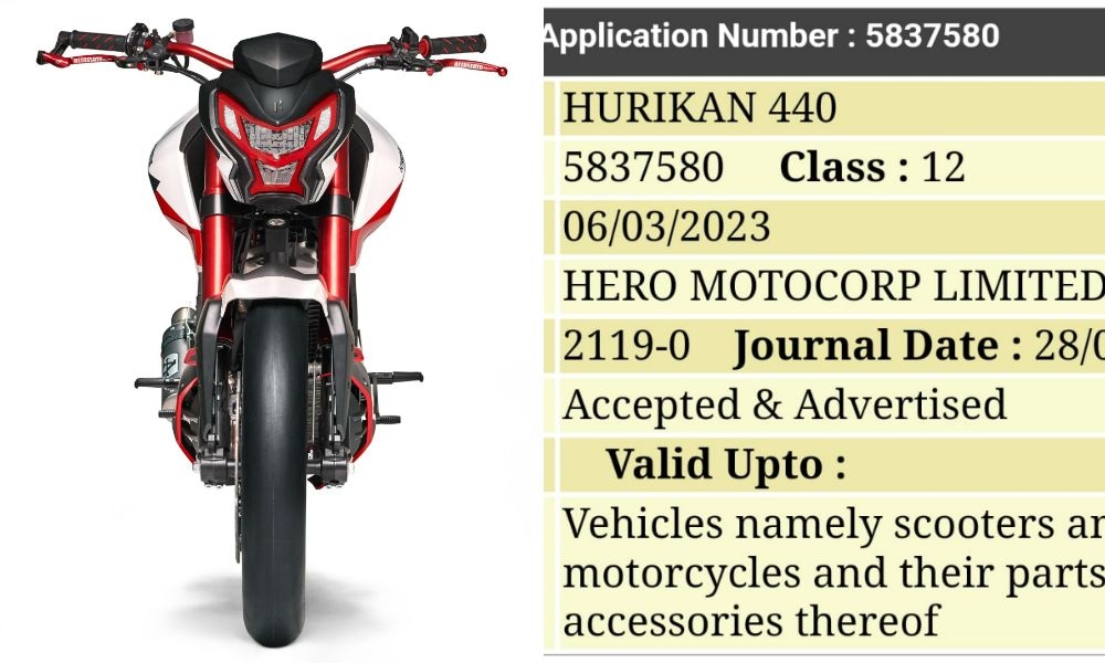 Hero MotoCorp Trademarks Hurikan, Hurikan 440 Names